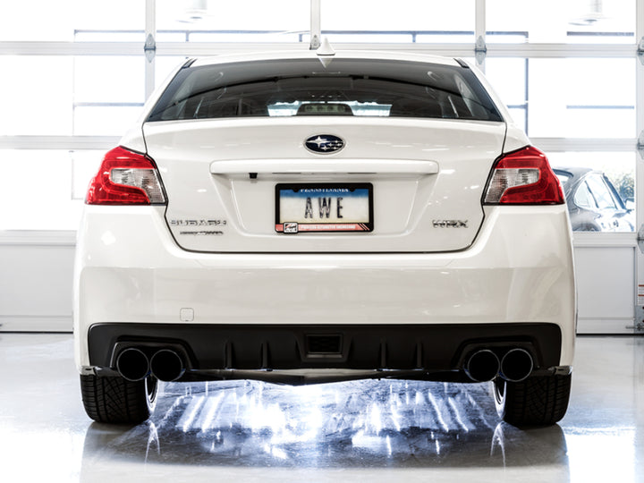 AWE Tuning 2015+ Subaru WRX VA Sedan Touring Edition Exhaust - Diamond Black Tips (102mm) - Bull Strap