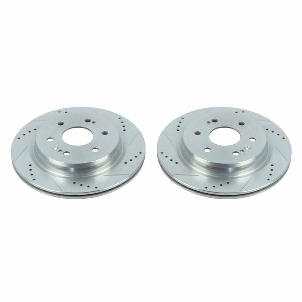 Power Stop 19-20 Chevrolet Silverado 1500 Rear Evolution Drilled & Slotted Rotors - Pair - Bull Strap