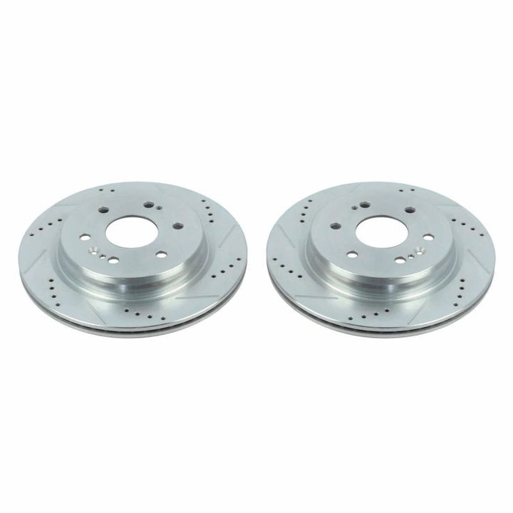 Power Stop 19-20 Chevrolet Silverado 1500 Rear Evolution Drilled & Slotted Rotors - Pair - Bull Strap