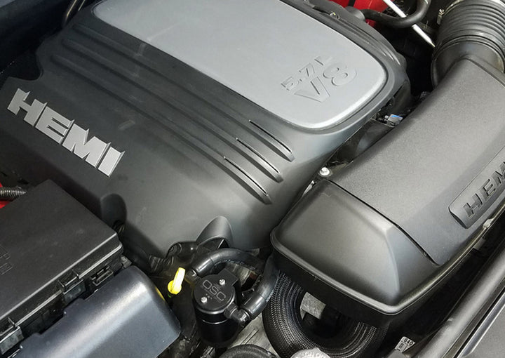 J&L 11-25 Jeep Grand Cherokee 5.7L Passenger Side Oil Separator 3.0 - Black Anodized - Bull Strap