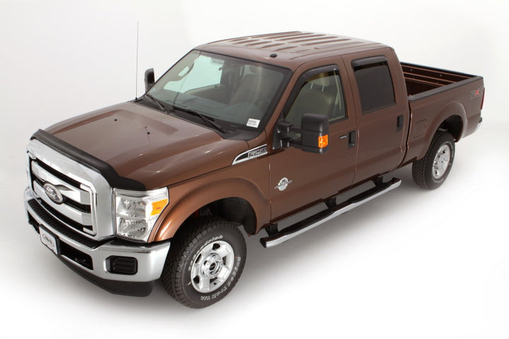 AVS 99-16 Ford F-250 Supercab Ventvisor Outside Mount Window Deflectors 4pc - Smoke - Bull Strap