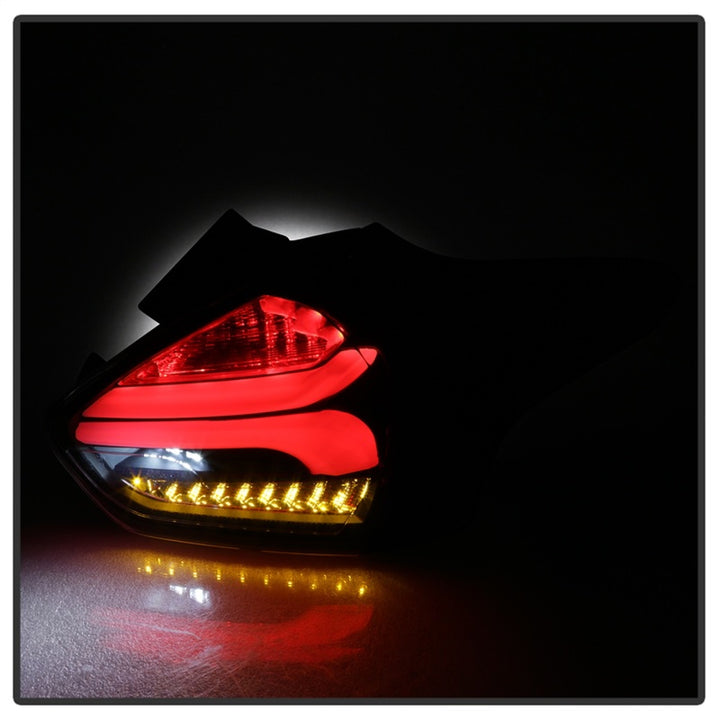 Spyder 15-17 Ford Focus Hatchback LED Tail Lights w/Indicator/Reverse - Black (ALT-YD-FF155D-LED-BK) - Bull Strap