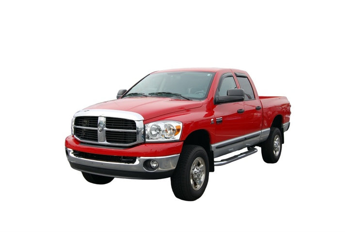 AVS 02-08 Dodge RAM 1500 Quad Cab Ventvisor In-Channel Front & Rear Window Deflectors 4pc - Smoke - Bull Strap