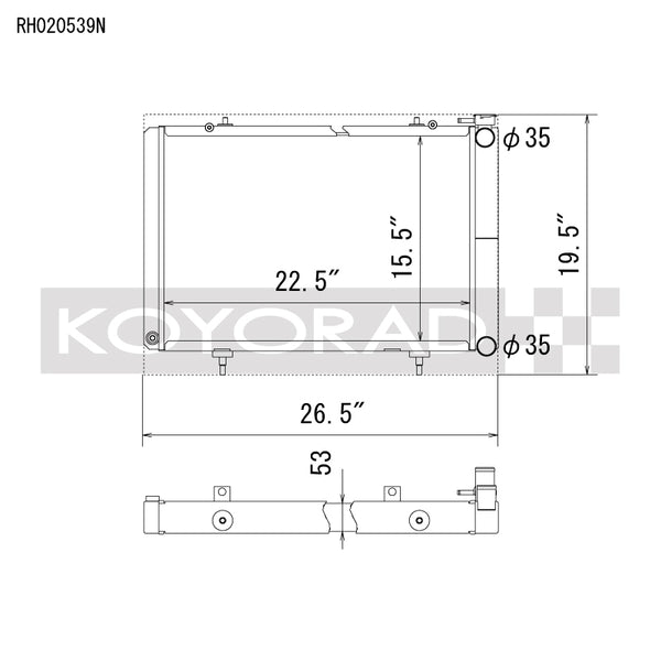 Koyo Nissan 240SX V8 Swap/KA24 Turbo Radiator - Bull Strap