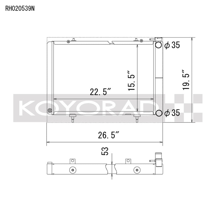 Koyo Nissan 240SX V8 Swap/KA24 Turbo Radiator - Bull Strap