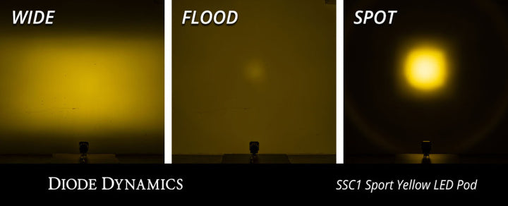 Diode Dynamics Stage Series C1 LED Pod Pro - Yellow Flood Standard ABL (Pair) - Bull Strap