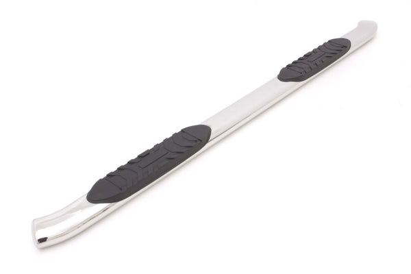 Lund 07-17 Toyota Tundra CrewMax 5in. Curved Oval SS Nerf Bars - Polished - Bull Strap