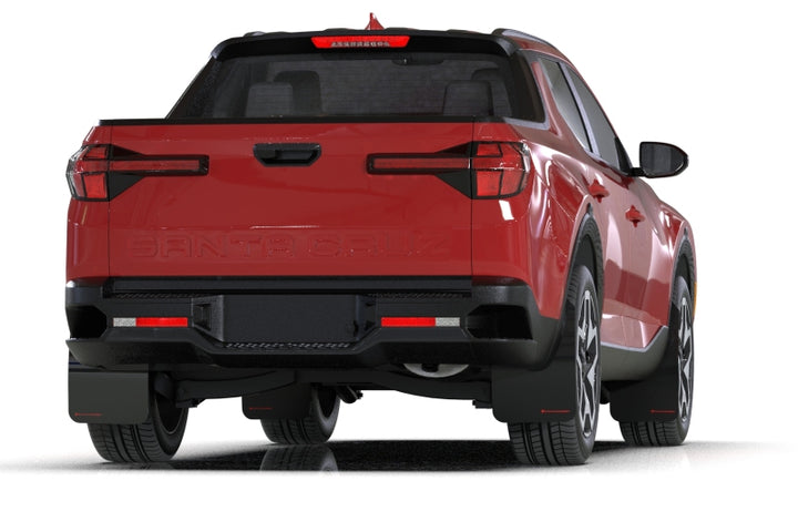 Rally Armor 22-25 Hyundai Santa Cruz Black Mud Flap w/Grey Logo - Bull Strap