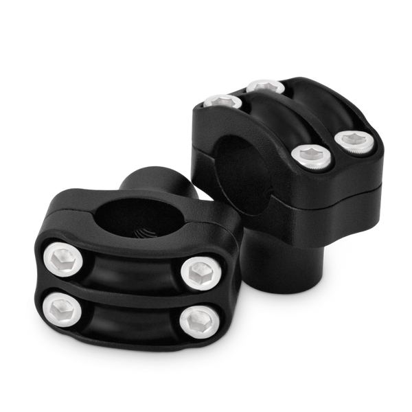 Burly Brand Reaper Riser Clamp 1-1/2in Tall for 1in Bar, Set - Texture Black - Bull Strap