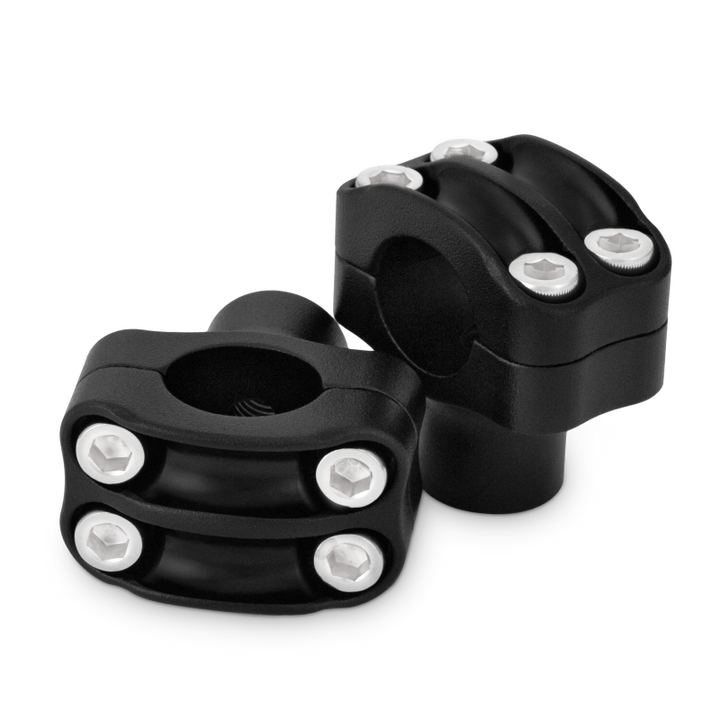 Burly Brand Reaper Riser Clamp 1-1/2in Tall for 1in Bar, Set - Texture Black - Bull Strap