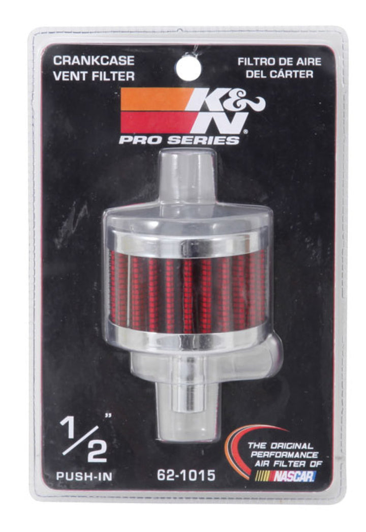 K&N Steel Base Chrome Top Crankcase Vent Filter 1/2in. Vent / 2in. OD / 1-1/2in. Height - Bull Strap