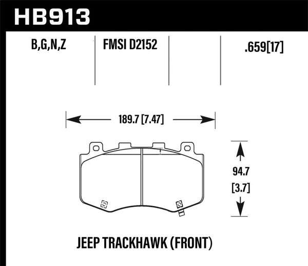 Hawk 18-19 Jeep Grand Cherokee Performance Ceramic Street Front Brake Pads - Bull Strap