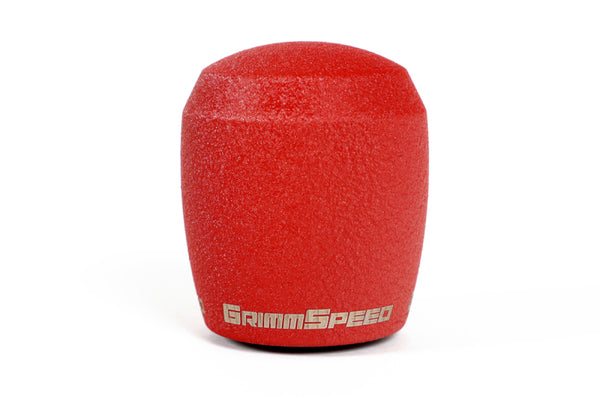 GrimmSpeed Stubby Shift Knob Stainless Steel Red - M12x1.25 - Bull Strap