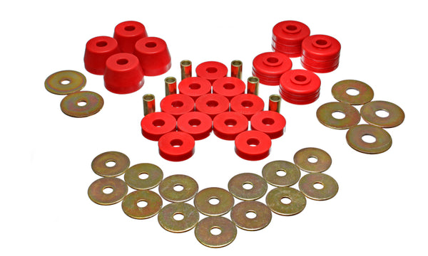 Energy Suspension Body Mount Bushing Sets - Red - Bull Strap