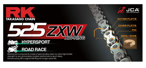 RK Chain CC525ZXW-120L XW-Ring - Chrome - Bull Strap