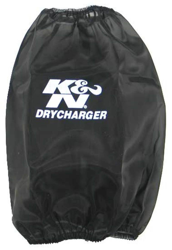 K&N Round Tapered Drycharger Air Filter Wrap-Black 7.5in Base ID x 4.5in Top ID x 9in H - Bull Strap
