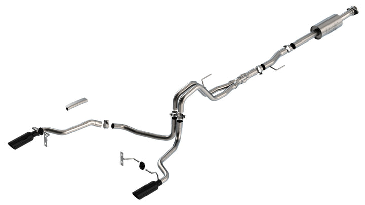 Borla F-150 2021 5.0L 4dr CC SB EC STB Lariat/KR/Platinm/LTD 3/2.25 SRE Cat-Back ATAK Black CHR Tips - Bull Strap