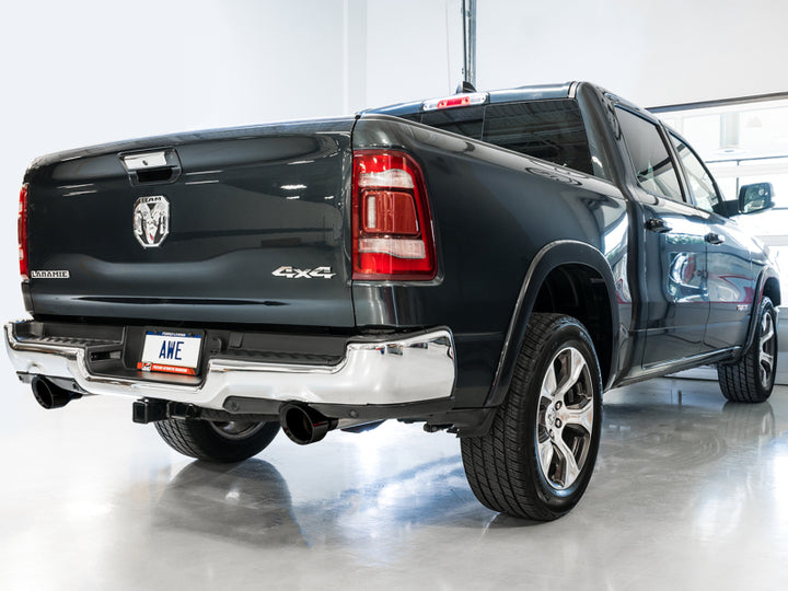 AWE Tuning 19-21 RAM 1500 5.7L (w/Cutouts) 0FG Dual Rear Exit Cat-Back Exhaust - Diamond Black Tips - Bull Strap