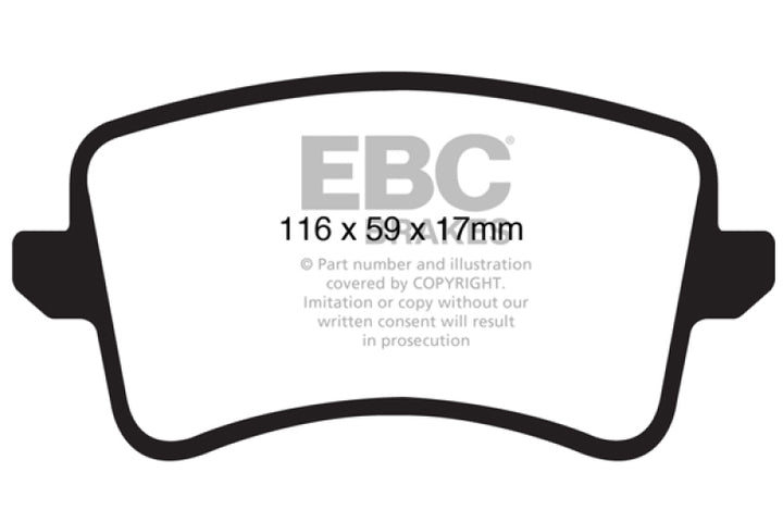 EBC 09-11 Audi A4 2.0 Turbo Yellowstuff Rear Brake Pads - Bull Strap