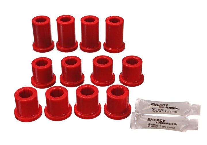 Energy Suspension 84-85 Toyota 4Runner 2 & 4WD Red Front Leaf Spring Bushing Set - Bull Strap