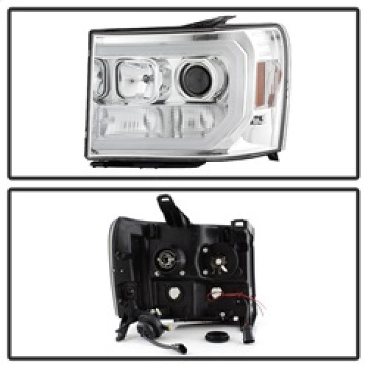 Spyder GMC Sierra 1500/2500/3500 07-13 V2 Projector Headlights - Chrome PRO-YD-GS07V2-LBDRL-C - Bull Strap