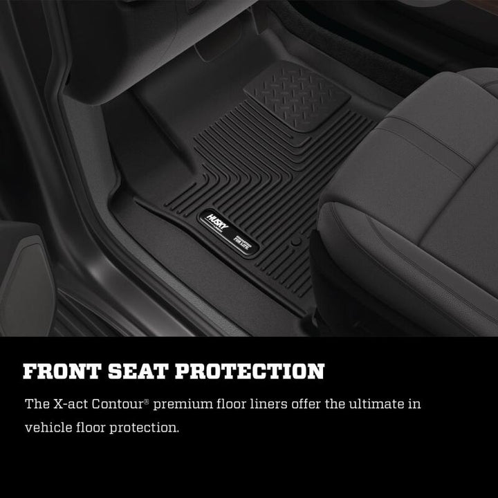 Husky Liners 14-15 Chevy Silverado Crew Cab X-Act Contour Black 2nd Row Floor Liners - Bull Strap