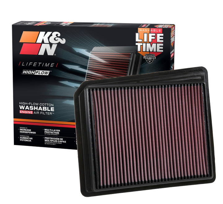 K&N 2017 Nissan Titan V8-5.6L F/I Drop In Replacement Air Filter - Bull Strap