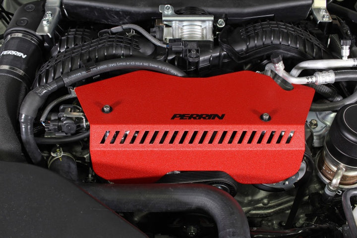 PERRIN 22-25 Subaru WRX Pulley Cover - Red (TALL - For Use w/o PERRIN AOS) - Bull Strap