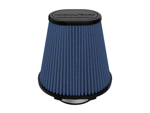 aFe MagnumFORCE Intake Replace Air Filter w/Pro5R Med 4in F x 7.75x6.5in B x 4.75x3.5in T x 7in H - Bull Strap