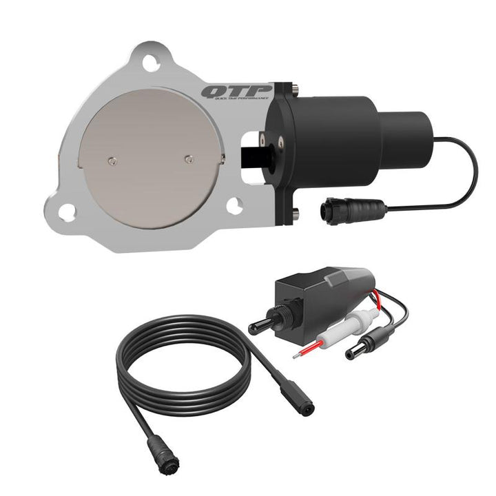 QTP 3.5in Bolt-On QTEC Electric Cutout Valve - Single - Bull Strap