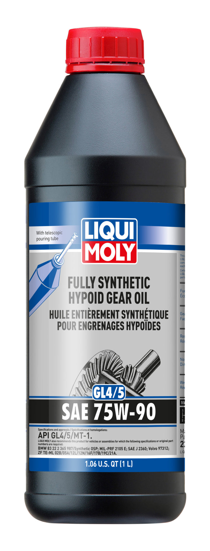 LIQUI MOLY 1L Fully Synthetic Hypoid Gear Oil (GL4/5) 75W90 - Bull Strap