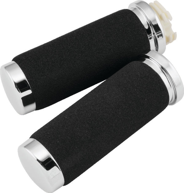 Bikers Choice 81-Up Big Twin & XL With Dual Cable Black Cushion Grips With Sleeve Pr - Bull Strap