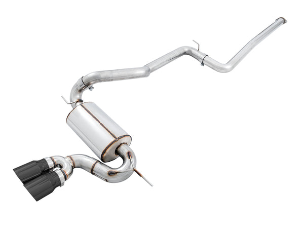 AWE Tuning Ford Focus ST Touring Edition Cat-back Exhaust - Non-Resonated - Diamond Black Tips - Bull Strap
