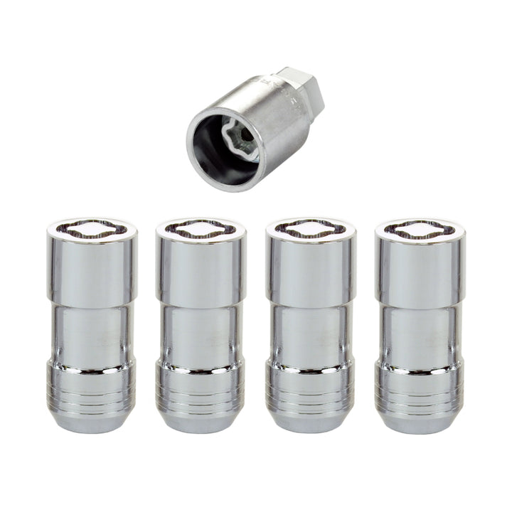 McGard Wheel Lock Nut Set - 4pk. (Cone Seat) M14X1.5 / 21mm & 22mm Dual Hex / 1.965in. L - Chrome - Bull Strap