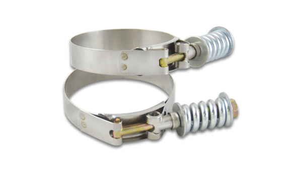 Vibrant SS T-Bolt Clamps Pack of 2 Size Range: 2.46in to 2.76in OD For use w/ 2.25in ID Coupling - Bull Strap