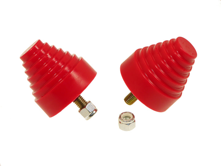Prothane Universal Bump Stop 2-1/4X2-1/4 Cone w/Stp - Red - Bull Strap