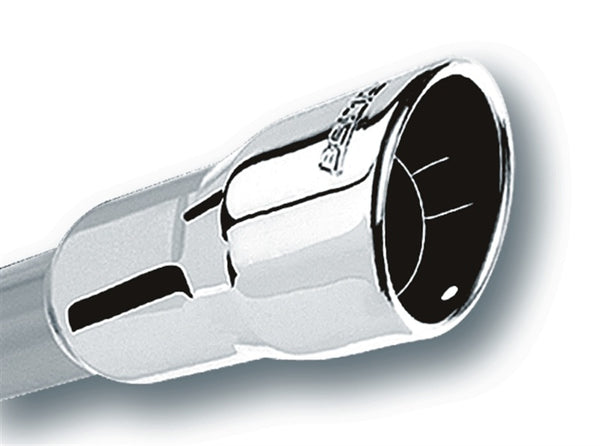 Borla 2.25in Inlet 3.5in Round Rolled Angle Cut Intercooled Outlet x 6.5in Long Embossed Tip - Bull Strap