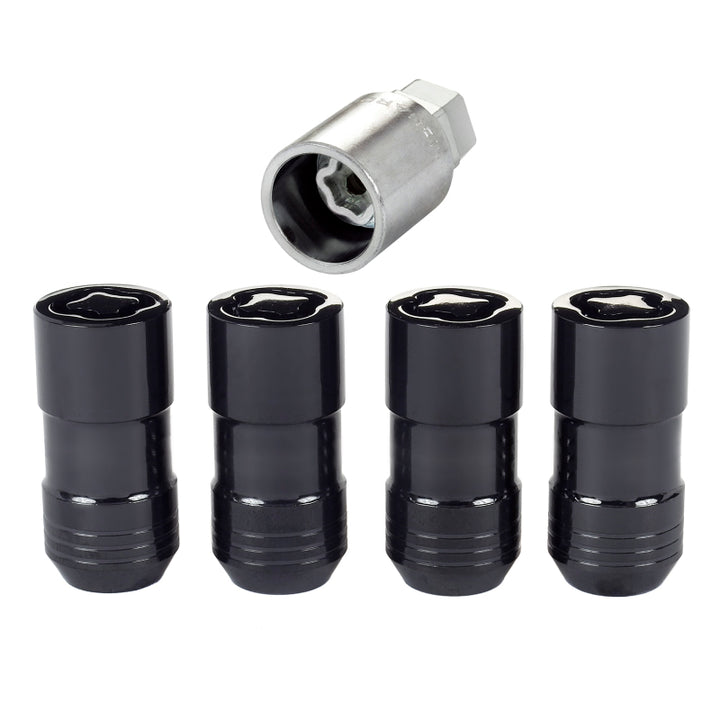McGard Wheel Lock Nut Set - 4pk. (Cone Seat) M14X1.5 / 21mm & 22mm Dual Hex / 1.965in. L - Black - Bull Strap