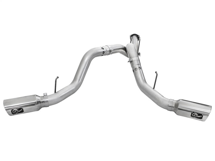aFe Atlas Exhaust 4in DPF-Back Exhaust Aluminized Steel Polished Tip 11-14 ford Diesel Truck V8-6.7L - Bull Strap