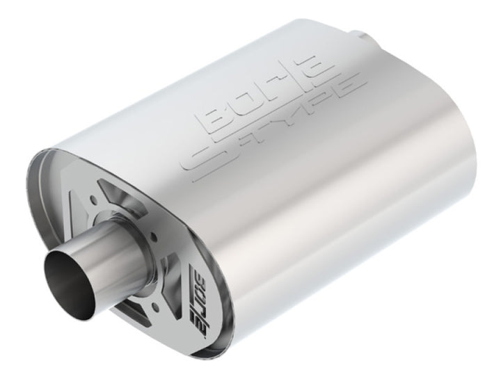 Borla CrateMuffler Ford Coyote 5.0L S-Type 2.5in Offset/Center 12inx6inx10.34in Muffler - Bull Strap