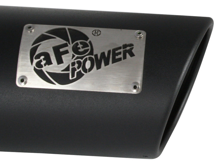 aFe Power Diesel Exhaust Tip Black- 4 in In x 5 out X 12 in Long Bolt On (Right) - Bull Strap