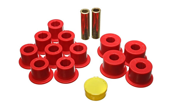 Energy Suspension 6/86-97 Nissan 720 & Hardbody Pickup 2WD Red Rear Leaf Spring Bushing Set - Bull Strap