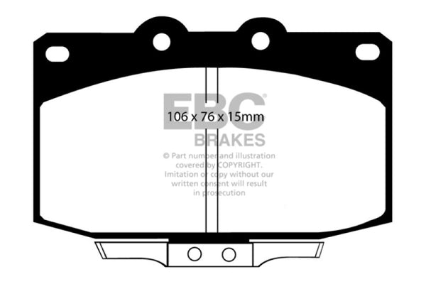 EBC 86-89 Mazda RX7 2.4 (1.3 Rotary)(Vented Rear Rotors) Greenstuff Front Brake Pads - Bull Strap