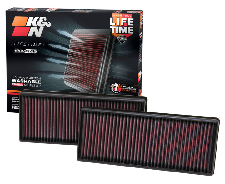 K&N Replacement Air Filter 12.563in O/S Length x 5.25in O/S Width x 1.625in H (Inc 2 Filters) - Bull Strap