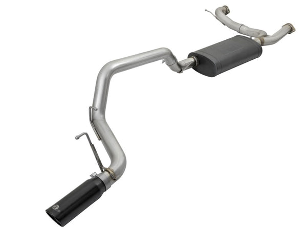 aFe MACHForce XP 3in 304 SS Cat-Back Exhausts w/ Black Tips 10-17 Nissan Patrol (Y62) V8-5.6L - Bull Strap