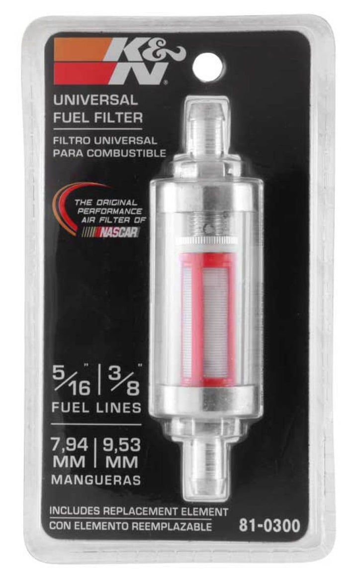 K&N 5/16in x 3/8in Universal Replacement In-Line Fuel Filter - Bull Strap