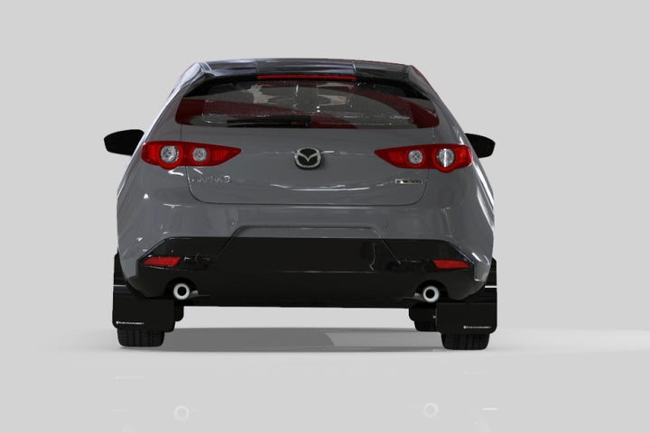 Rally Armor 19-25 Mazda3 Hatchback Black UR Mud Flap w/Red Logo - Bull Strap
