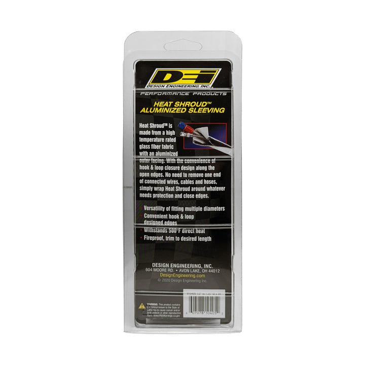 DEI Heat Shroud 1in I.D. x 3ft - Aluminized Sleeving - Hook and Loop Edge - Bull Strap