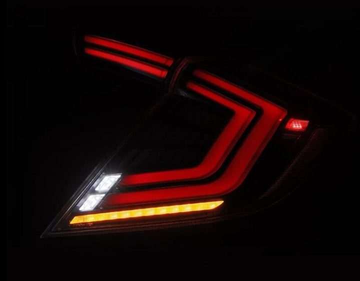 AlphaRex 16-21 Honda Civic Hatchback / Type-R FK8 Nova-Series LED Tail Lights (Pair) - Black - Bull Strap