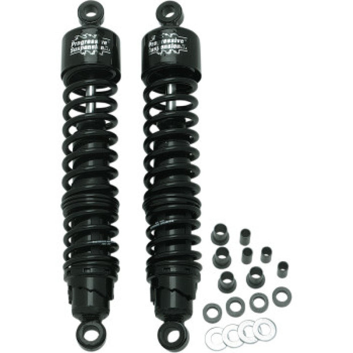 Progressive Harley 413 Series Shocks 15.0in - Black - Bull Strap